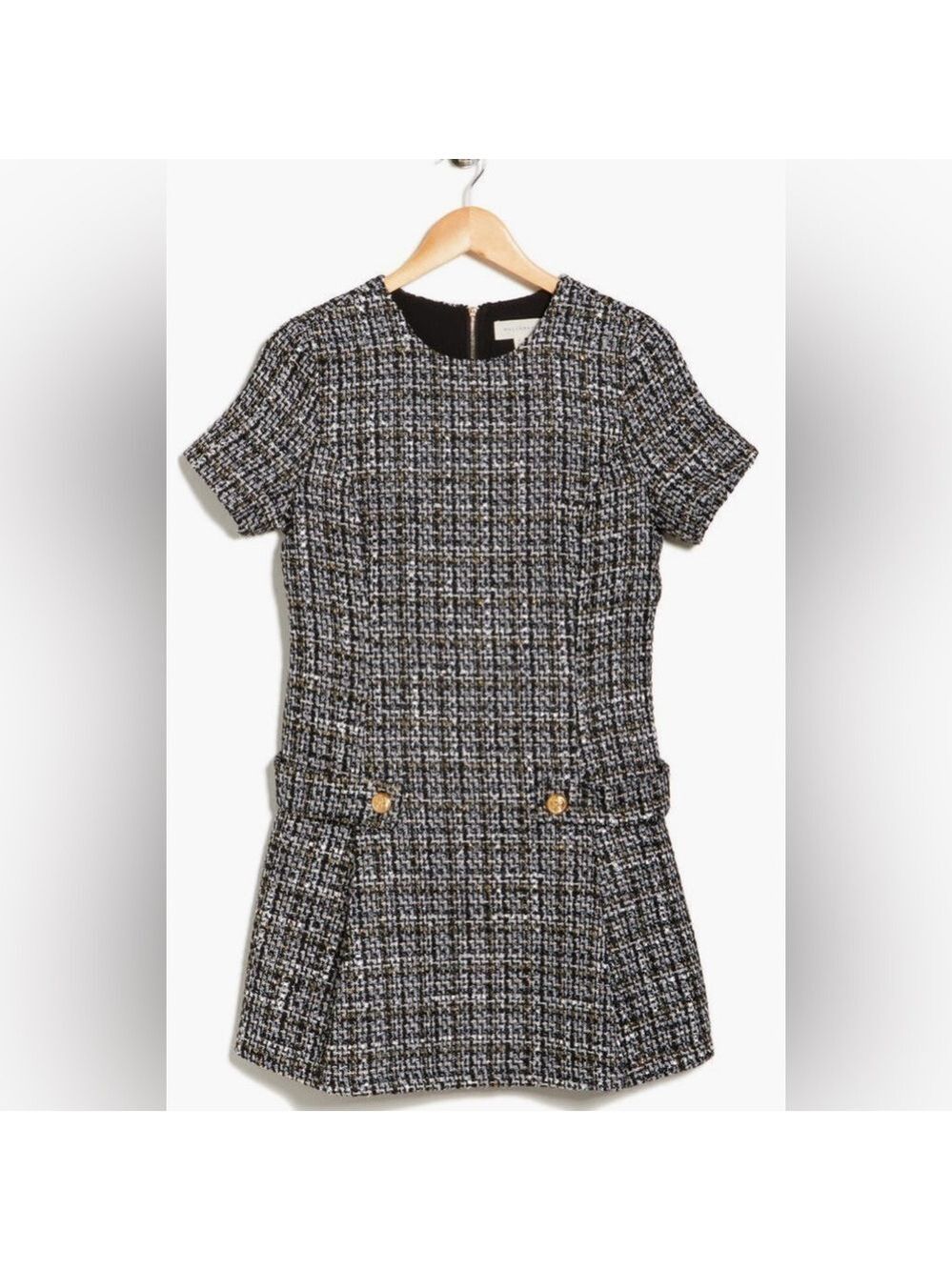 Melloday Tweed Mini Dress‎ - size large - nwt - pretty metallic gold in material